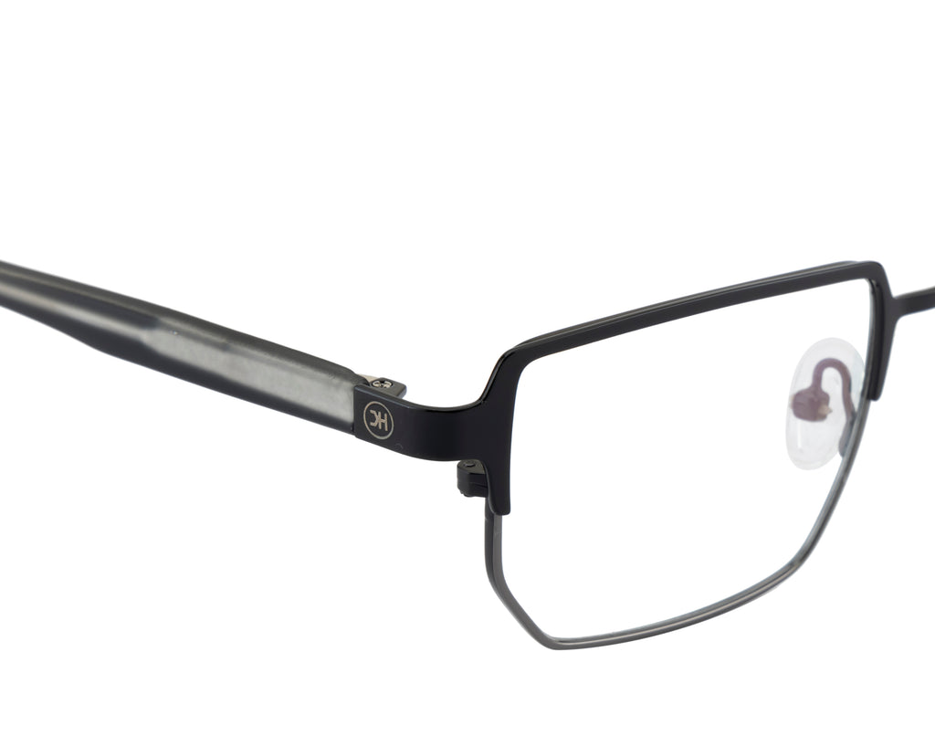 Metal Frame Glasses | Black & Silver | Geometric Spring Design - Stylish & Comfortable