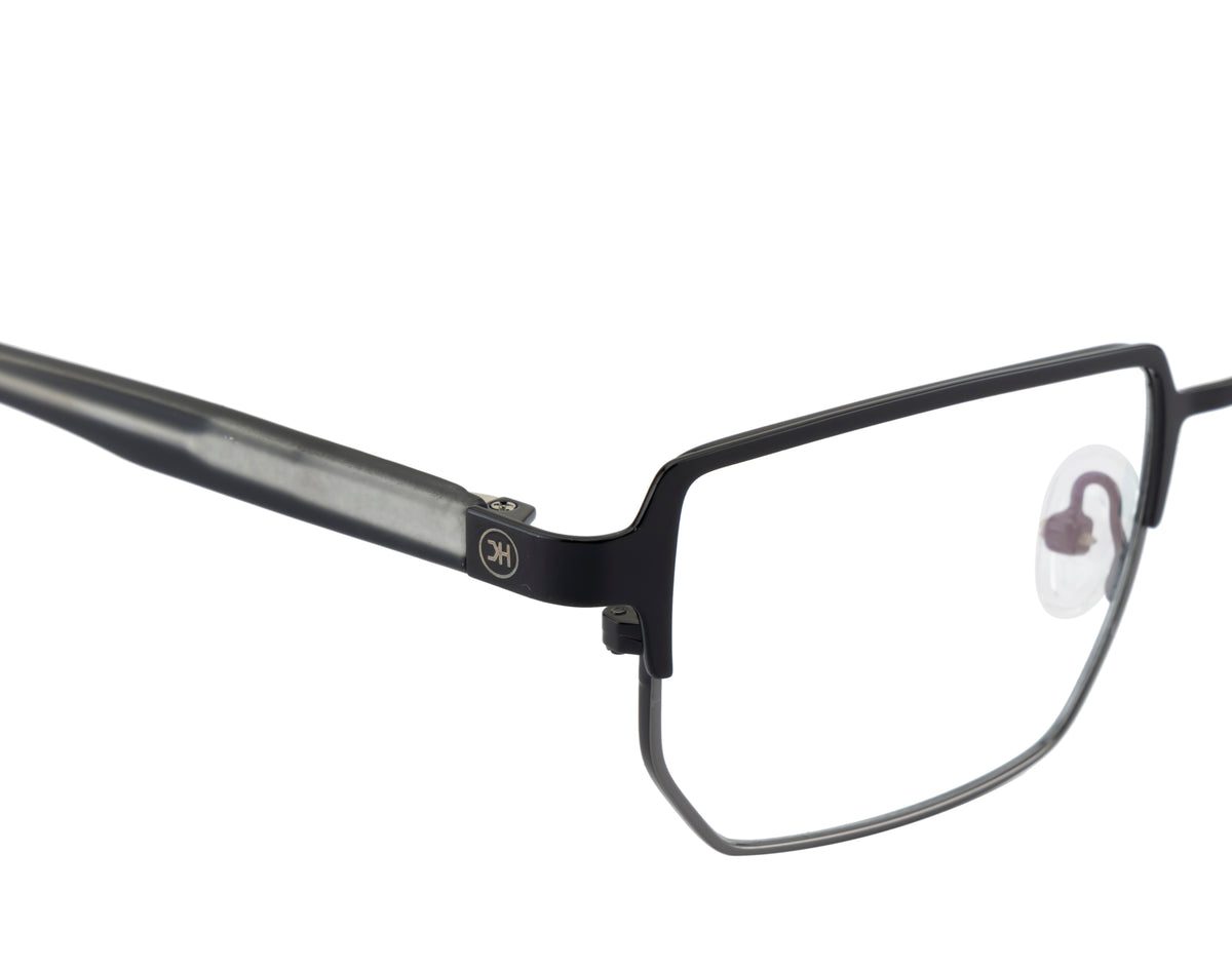 Metal Frame Glasses | Black & Silver | Geometric Spring Design - Stylish & Comfortable
