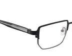 Metal Frame Glasses | Black & Silver | Geometric Spring Design - Stylish & Comfortable