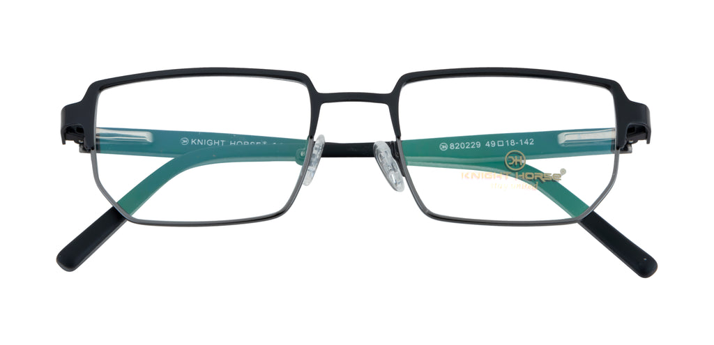 Metal Frame Glasses | Black & Silver | Geometric Spring Design - Stylish & Comfortable