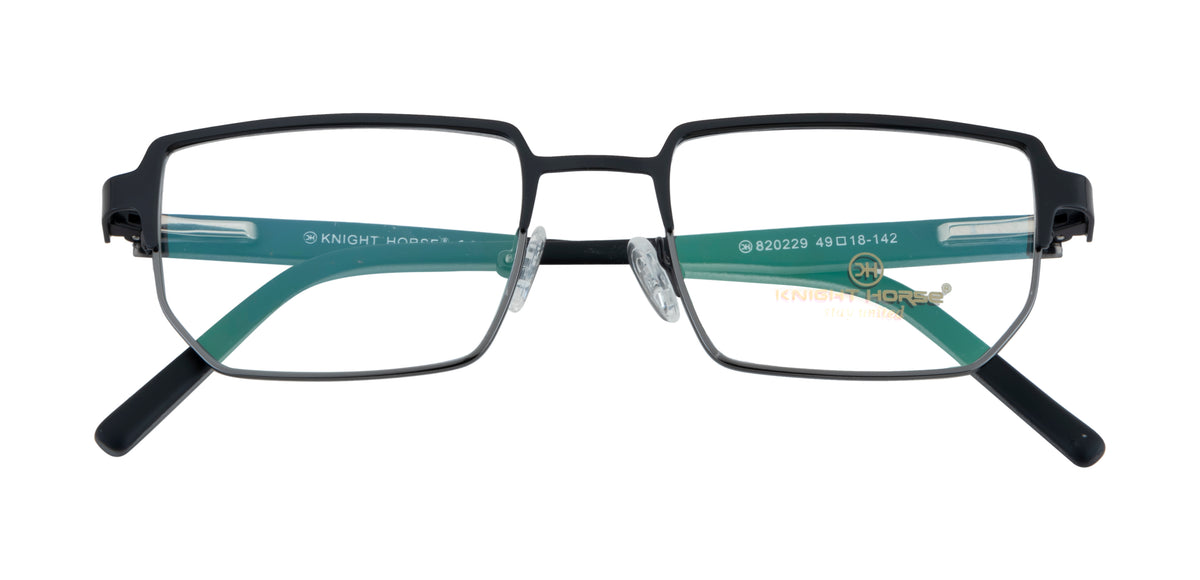 Metal Frame Glasses | Black & Silver | Geometric Spring Design - Stylish & Comfortable