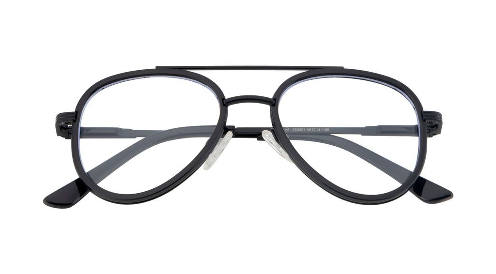 Kids Aviator Metal Frame | Sleek Black Design | With Spring | Double Bar