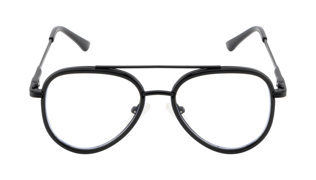 Kids Aviator Metal Frame | Sleek Black Design | With Spring | Double Bar