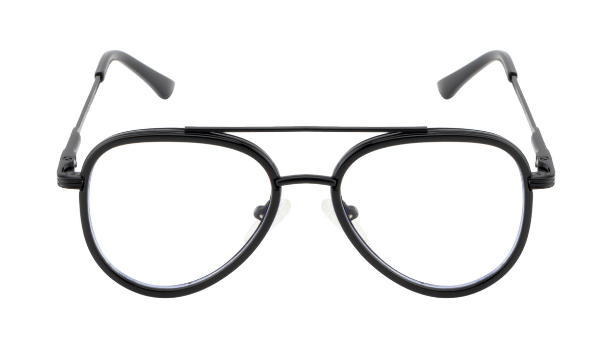 Kids Aviator Metal Frame | Sleek Black Design | With Spring | Double Bar