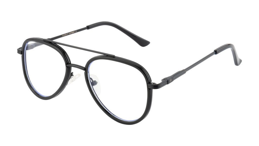 Kids Aviator Metal Frame | Sleek Black Design | With Spring | Double Bar