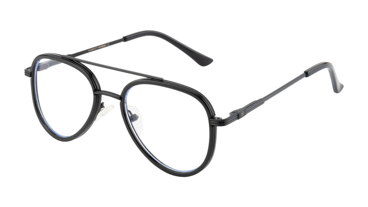 Kids Aviator Metal Frame | Sleek Black Design | With Spring | Double Bar