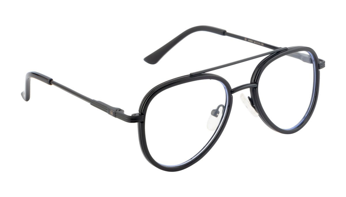 Kids Aviator Metal Frame | Sleek Black Design | With Spring | Double Bar