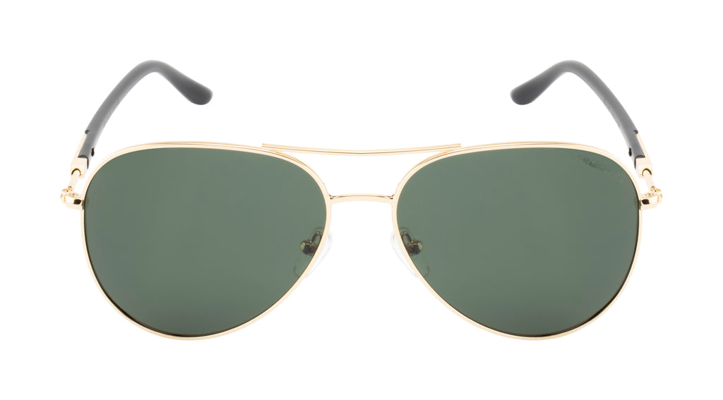 Knight Horse Classic Aviator Polarized Sunglasses – Double Bar, Green Lens