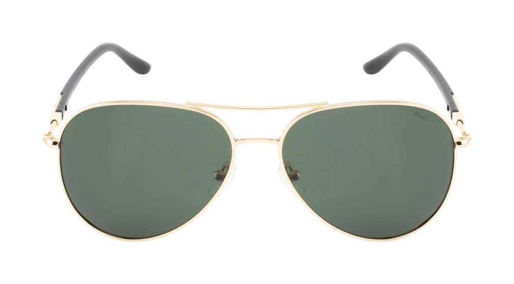 Knight Horse Classic Aviator Polarized Sunglasses – Double Bar, Green Lens