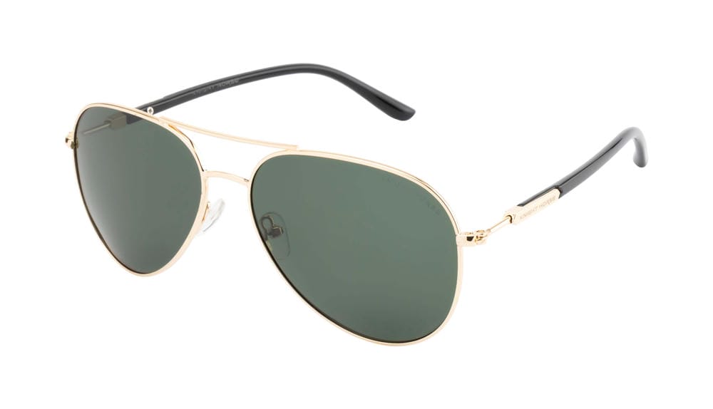 Knight Horse Classic Aviator Polarized Sunglasses – Double Bar, Green Lens