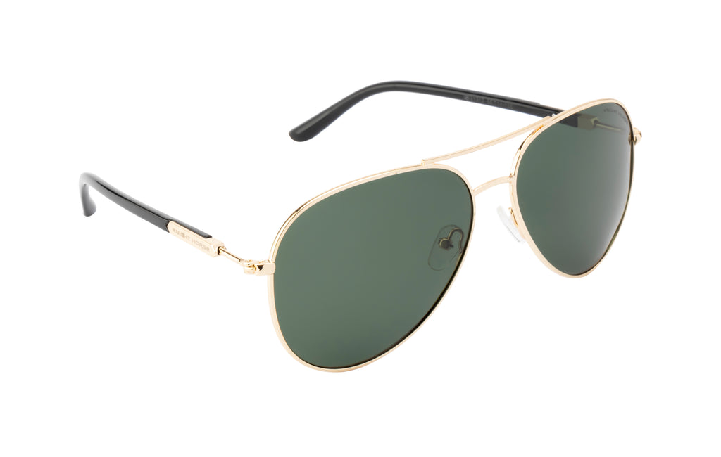 Knight Horse Classic Aviator Polarized Sunglasses – Double Bar, Green Lens