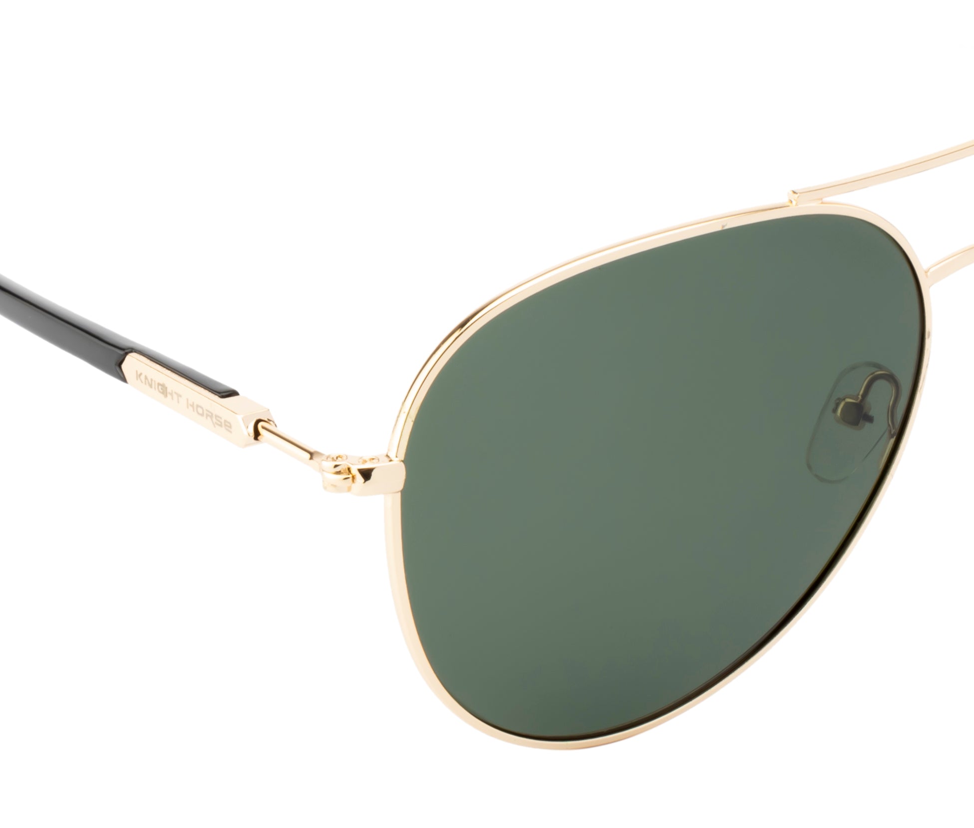 Knight Horse Classic Aviator Polarized Sunglasses – Double Bar, Green Lens