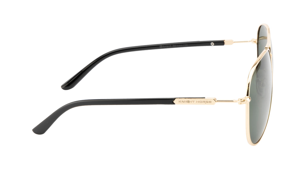 Knight Horse Classic Aviator Polarized Sunglasses – Double Bar, Green Lens