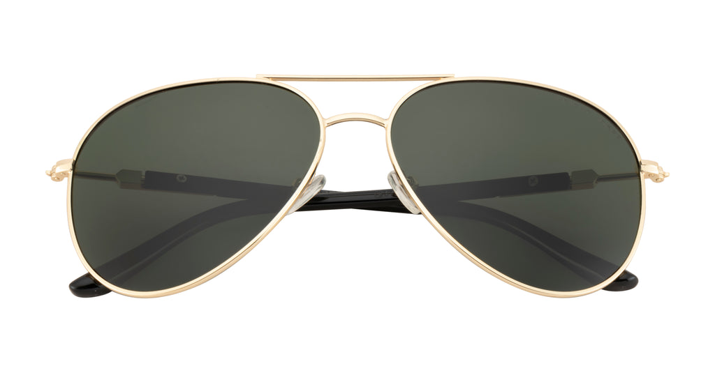 Knight Horse Classic Aviator Polarized Sunglasses – Double Bar, Green Lens
