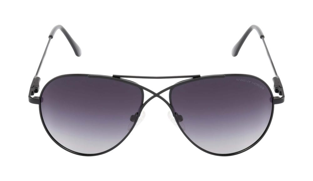 Knight Horse Black Aviator Sunglasses with Cross-Rim Design