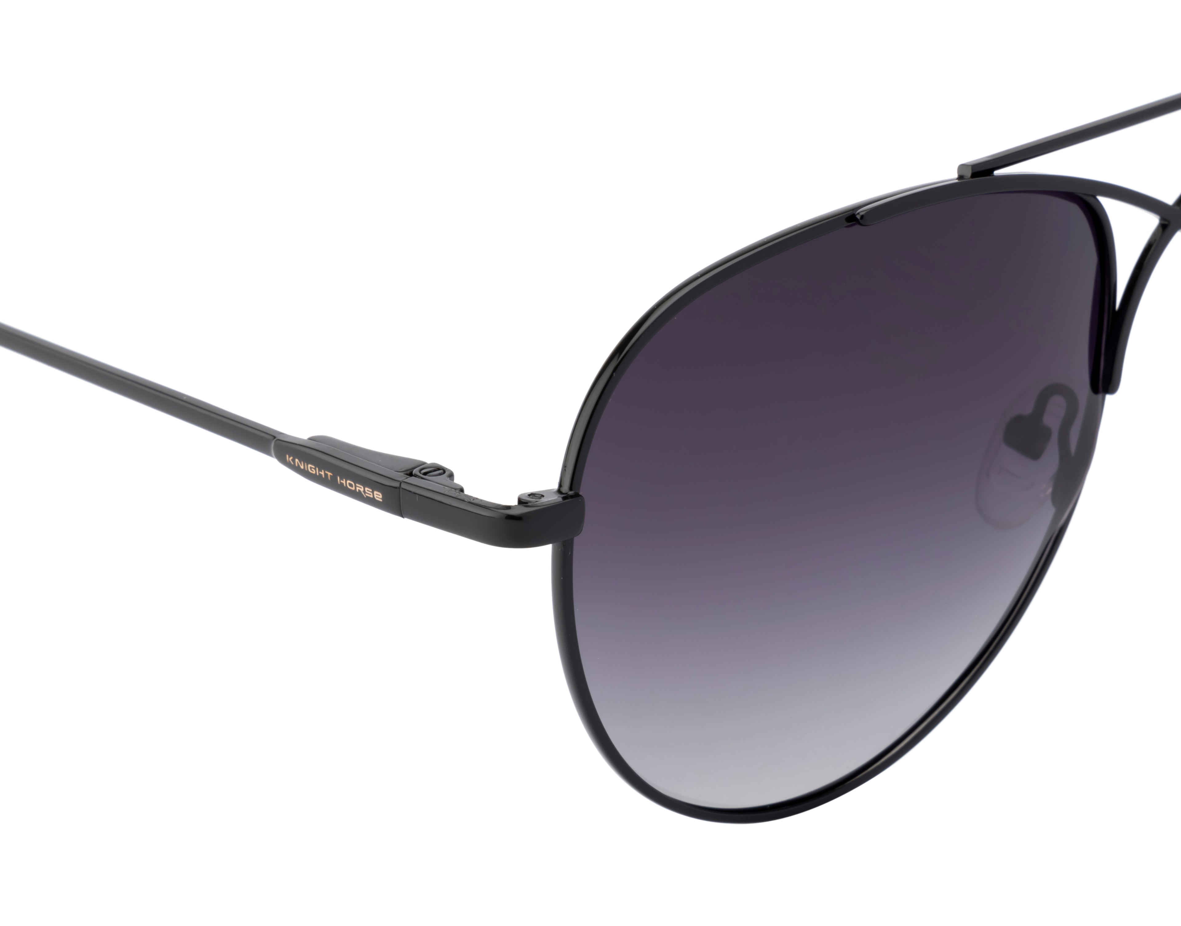 Knight Horse Black Aviator Sunglasses with Cross-Rim Design