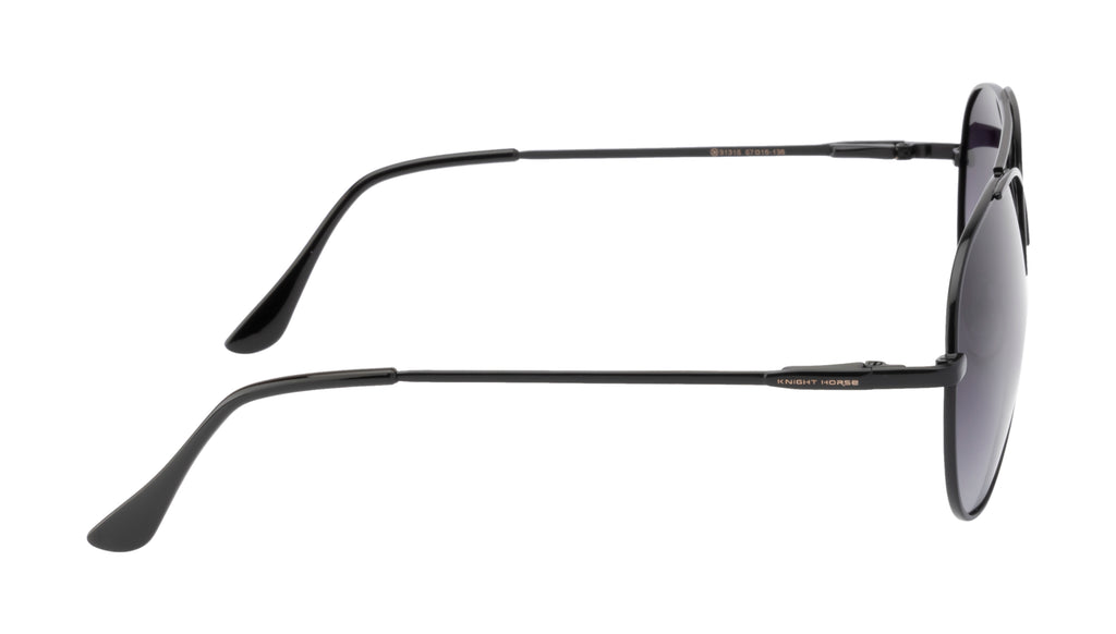 Knight Horse Black Aviator Sunglasses with Cross-Rim Design