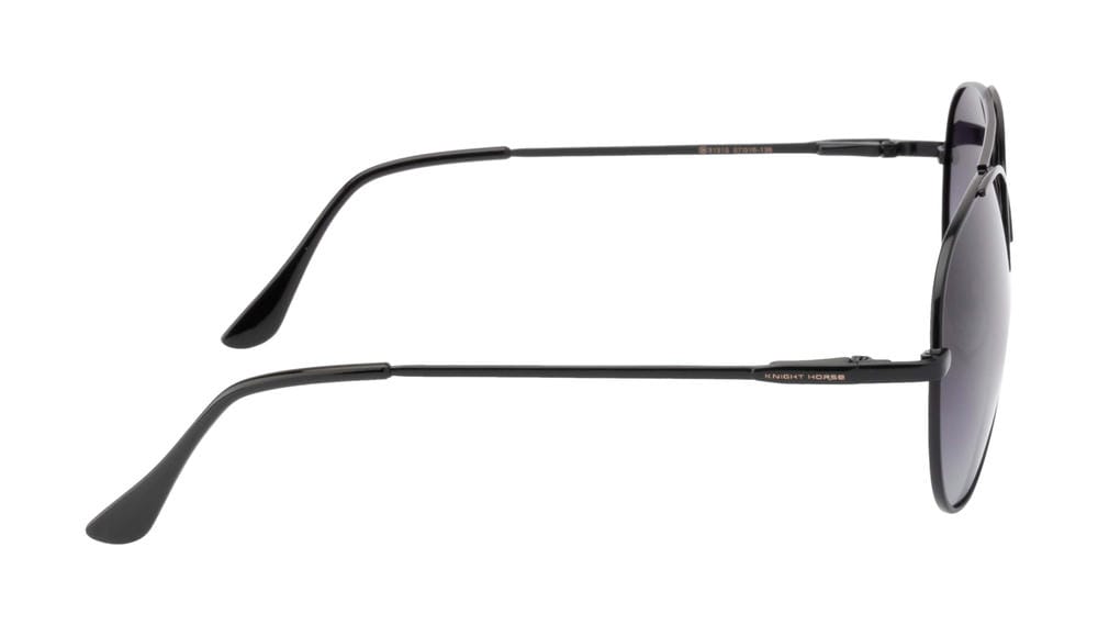 Knight Horse Black Aviator Sunglasses with Cross-Rim Design