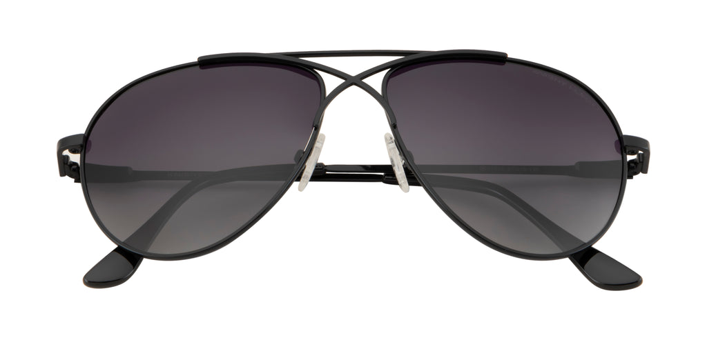 Knight Horse Black Aviator Sunglasses with Cross-Rim Design