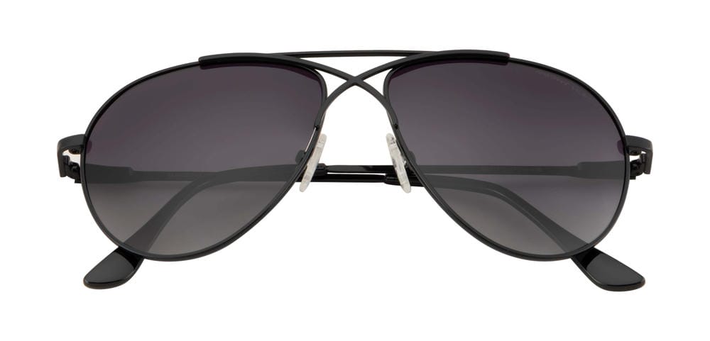 Knight Horse Black Aviator Sunglasses with Cross-Rim Design