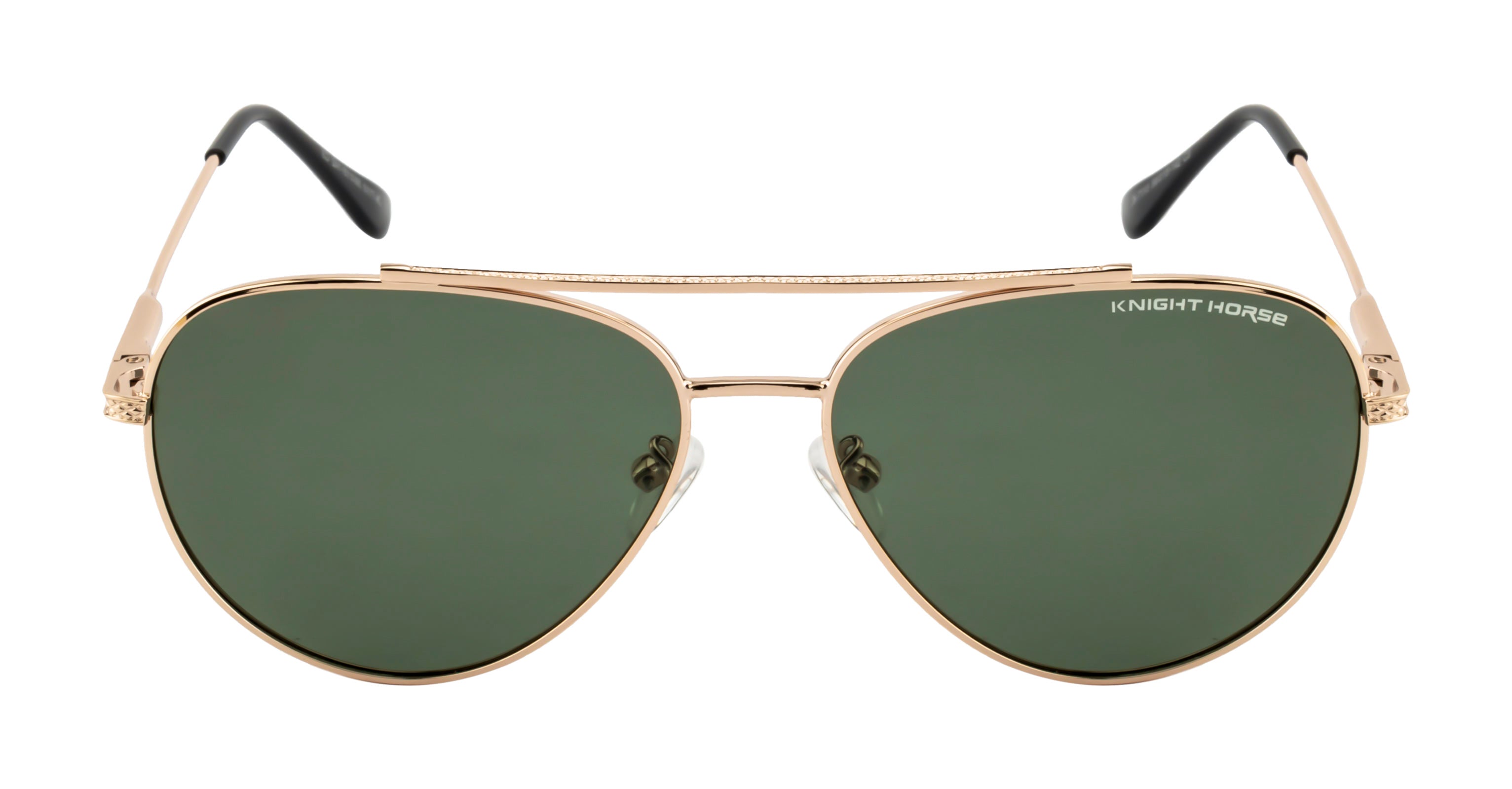 Knight Horse Gold-Tone Aviator Sunglasses with Polarized Lenses
