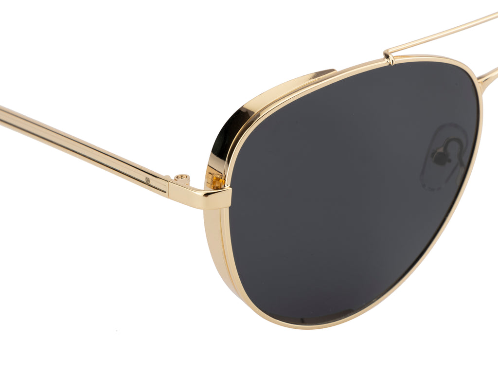 Knight Horse Gold Aviator Sunglasses with Polarised Black Lenses