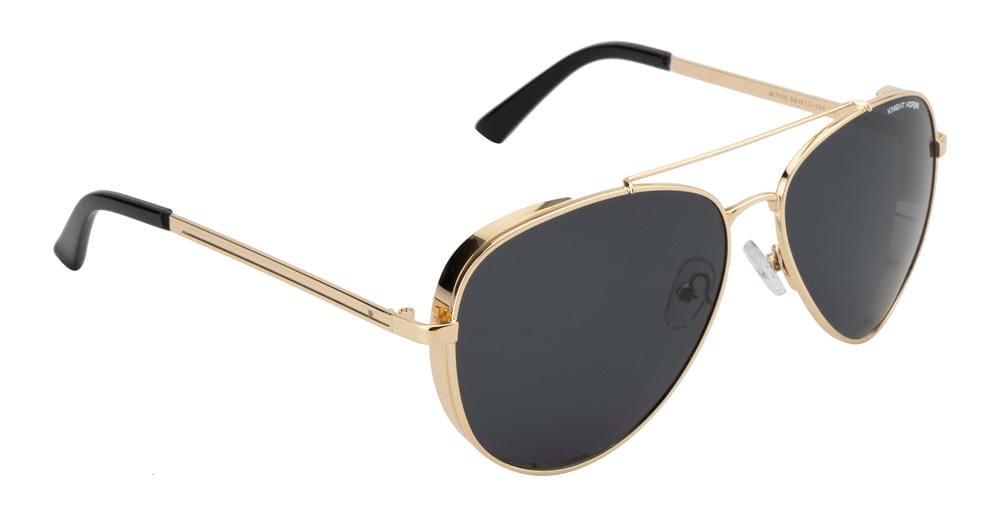 Knight Horse Gold Aviator Sunglasses with Polarised Black Lenses