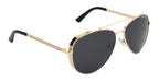 Knight Horse Gold Aviator Sunglasses with Polarised Black Lenses