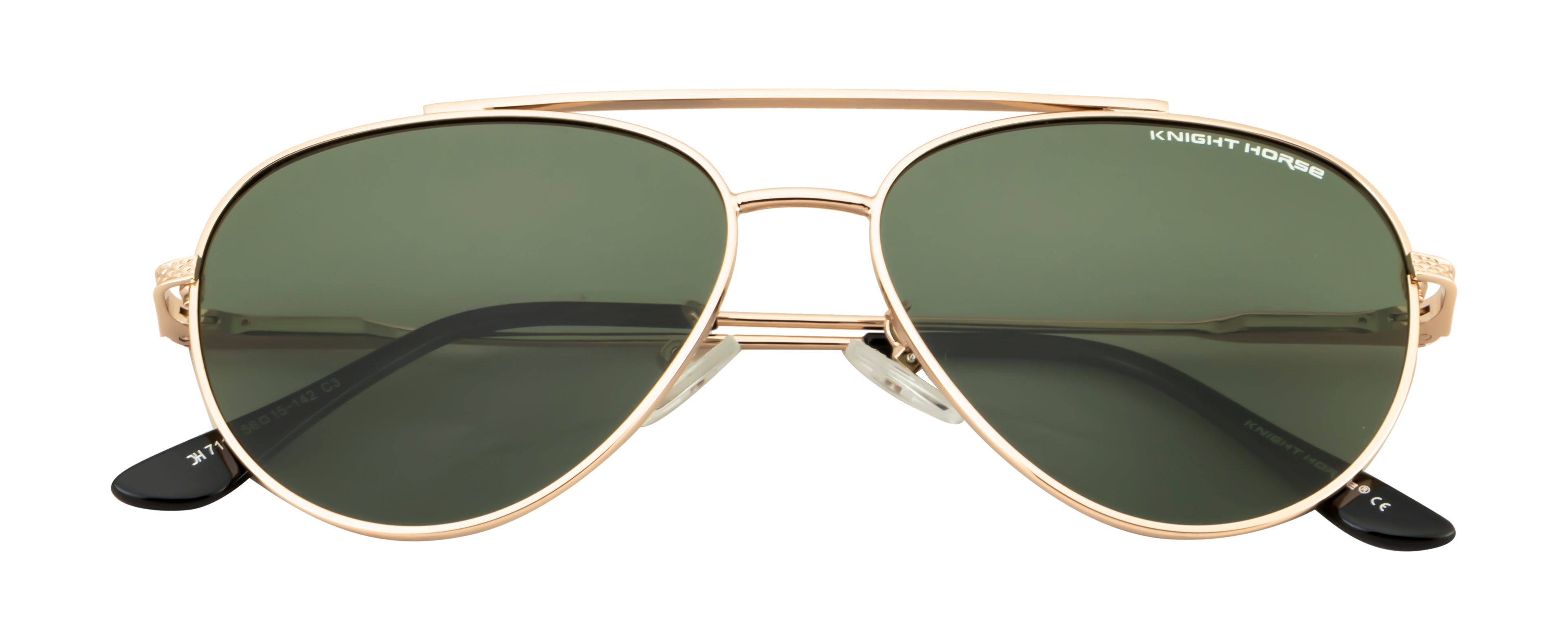 Knight Horse Gold-Tone Aviator Sunglasses with Polarized Lenses