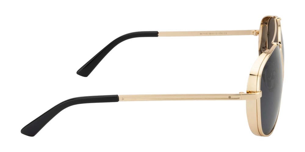 Knight Horse Gold Aviator Sunglasses with Polarised Black Lenses