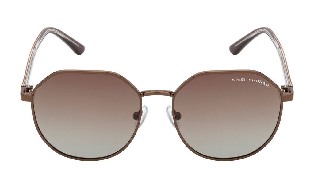 Knight Horse Stylish Geometric Sunglasses with Polarized Brown Lenses