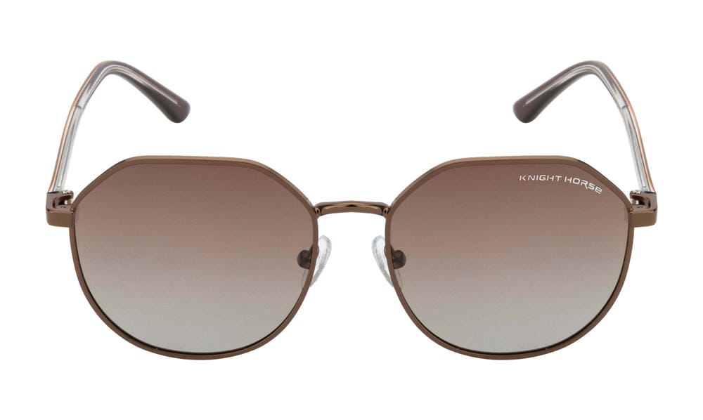 Knight Horse Stylish Geometric Sunglasses with Polarized Brown Lenses
