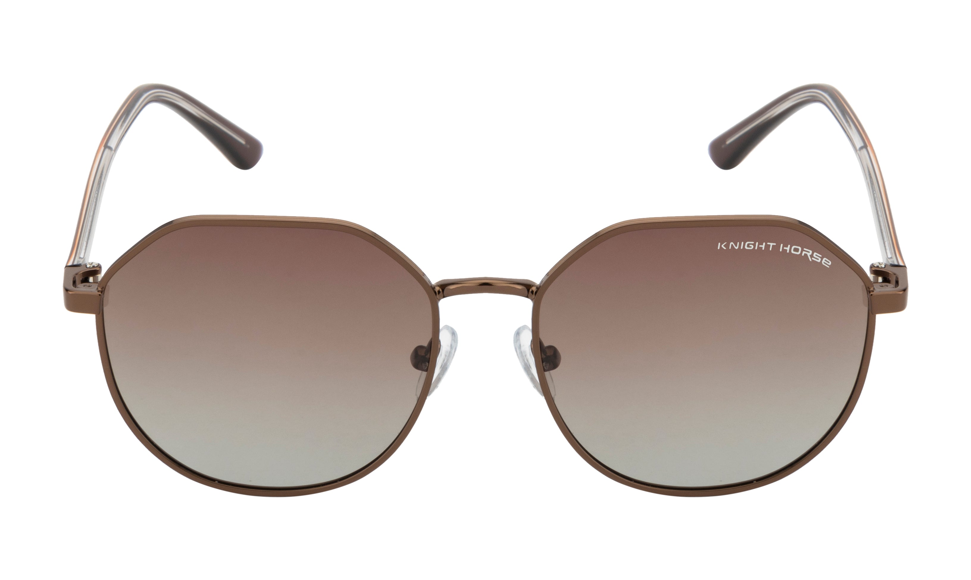 Knight Horse Stylish Geometric Sunglasses with Polarized Brown Lenses
