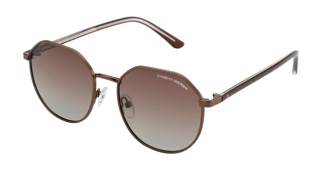 Knight Horse Stylish Geometric Sunglasses with Polarized Brown Lenses
