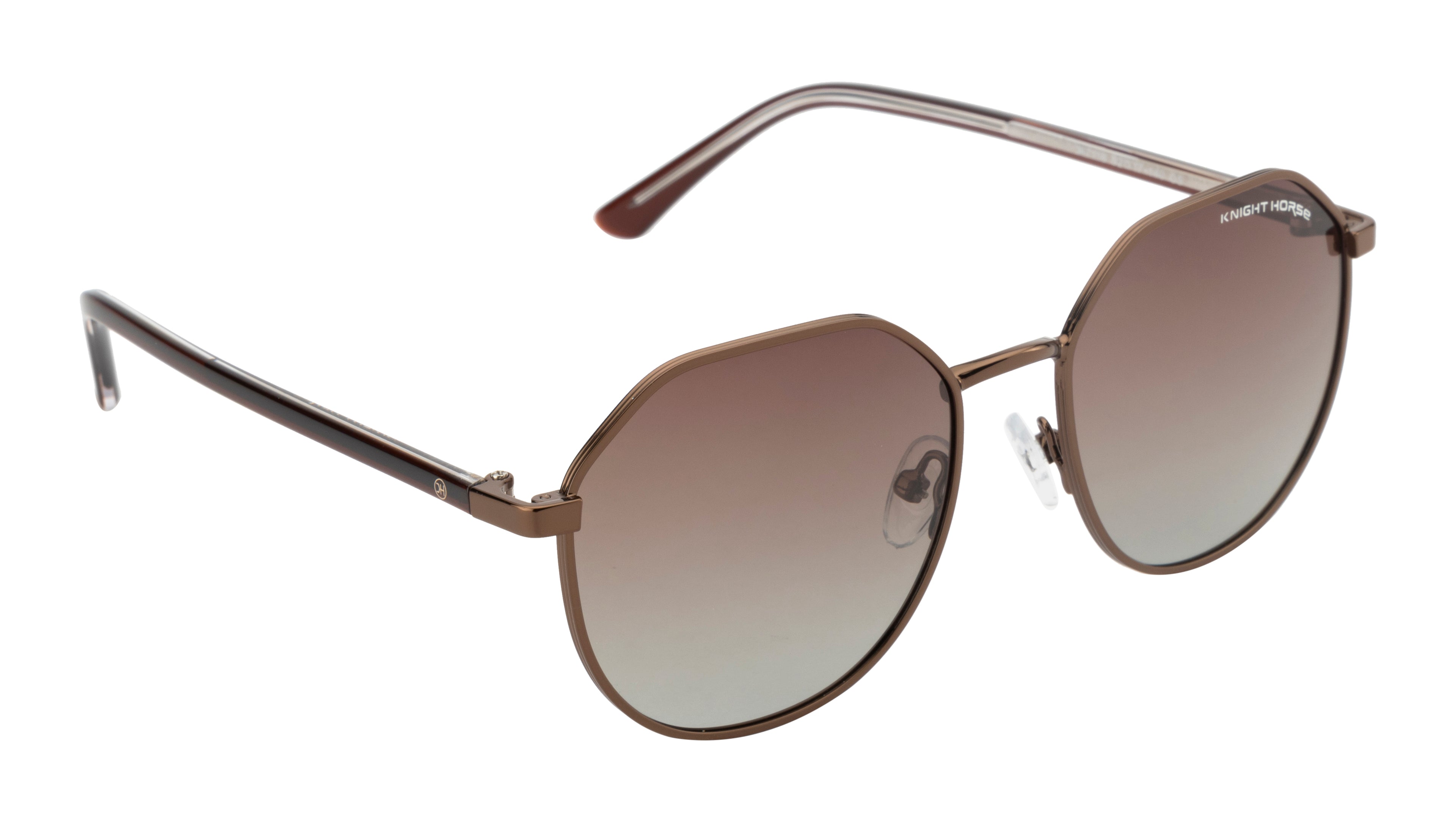 Knight Horse Stylish Geometric Sunglasses with Polarized Brown Lenses