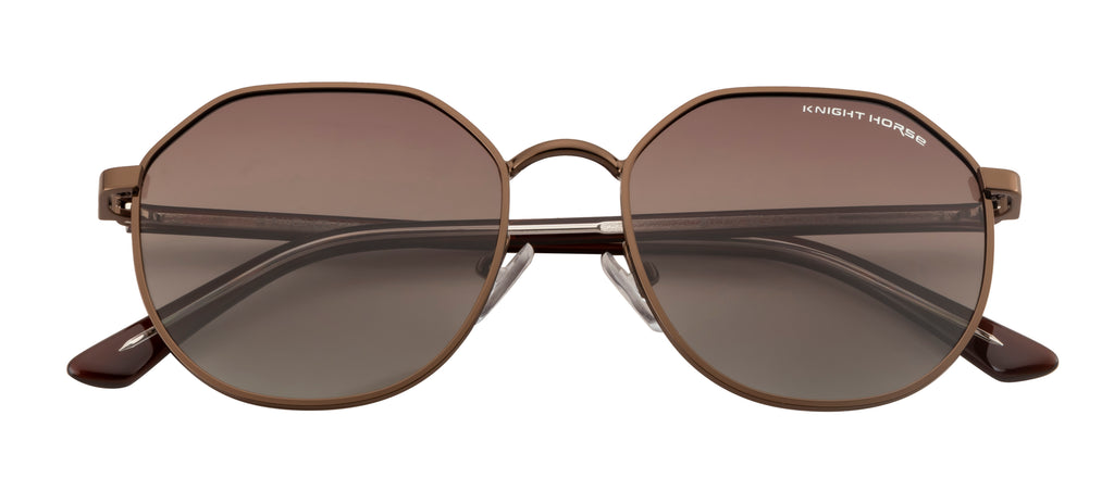 Knight Horse Stylish Geometric Sunglasses with Polarized Brown Lenses