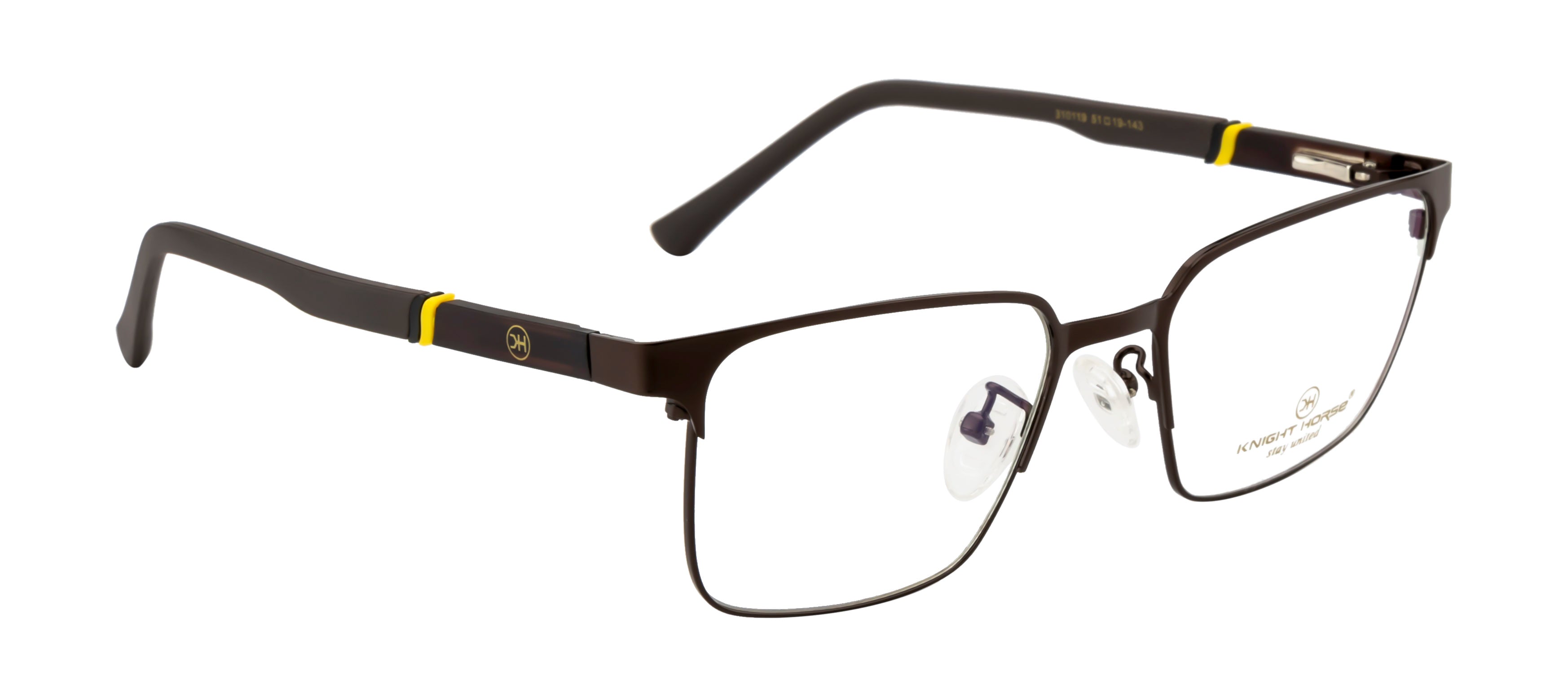 Premium Brown Metal And Silicon Eyewear Frame With Spring - Timeless Elegance Collection