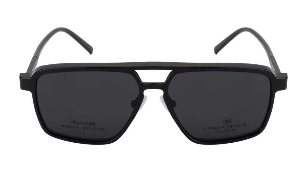 Double Bar Eyewear - Geometric| Metal Frame with 1 Polarized Clip-On