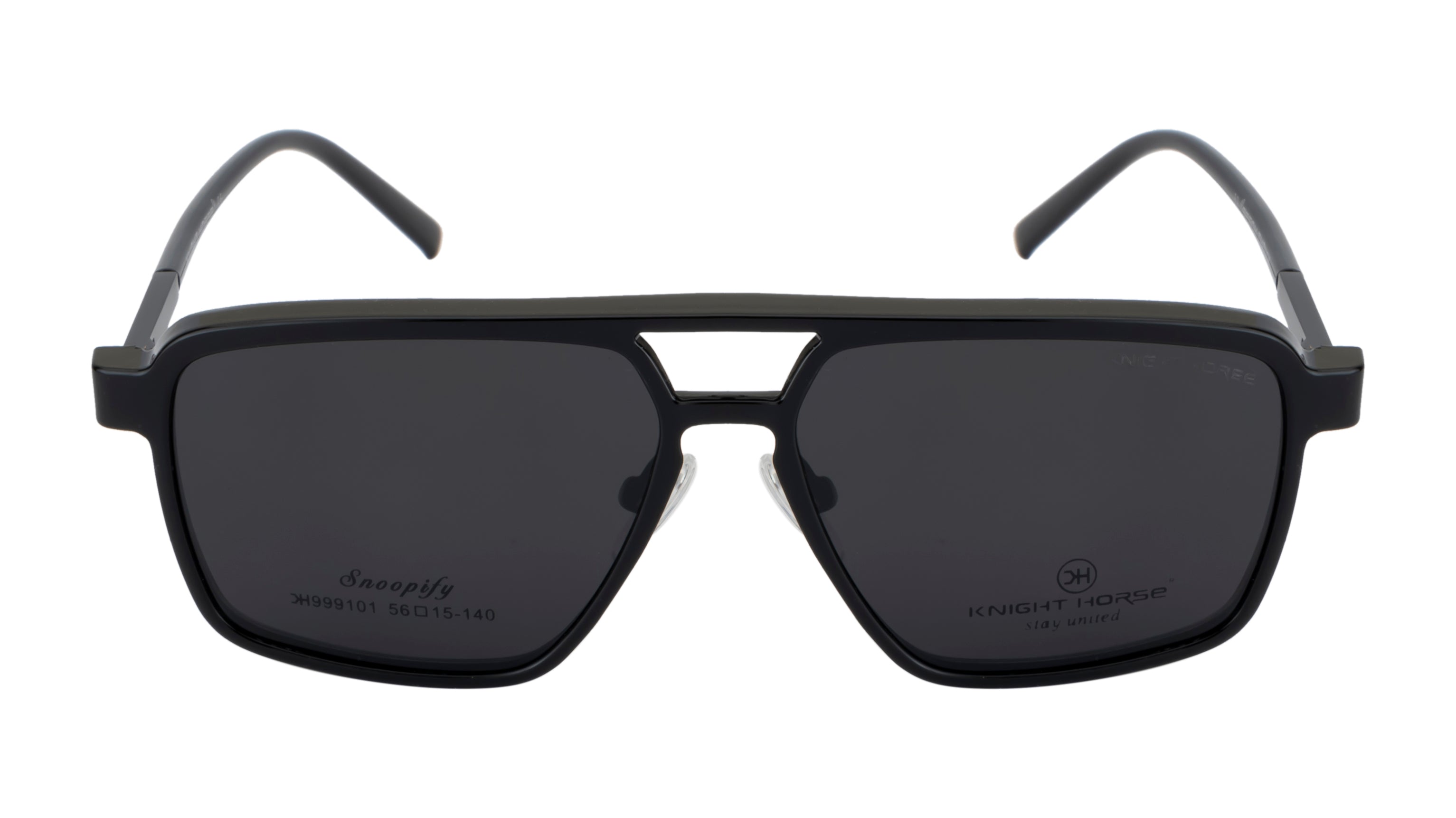 Double Bar Eyewear - Geometric| Metal Frame with 1 Polarized Clip-On