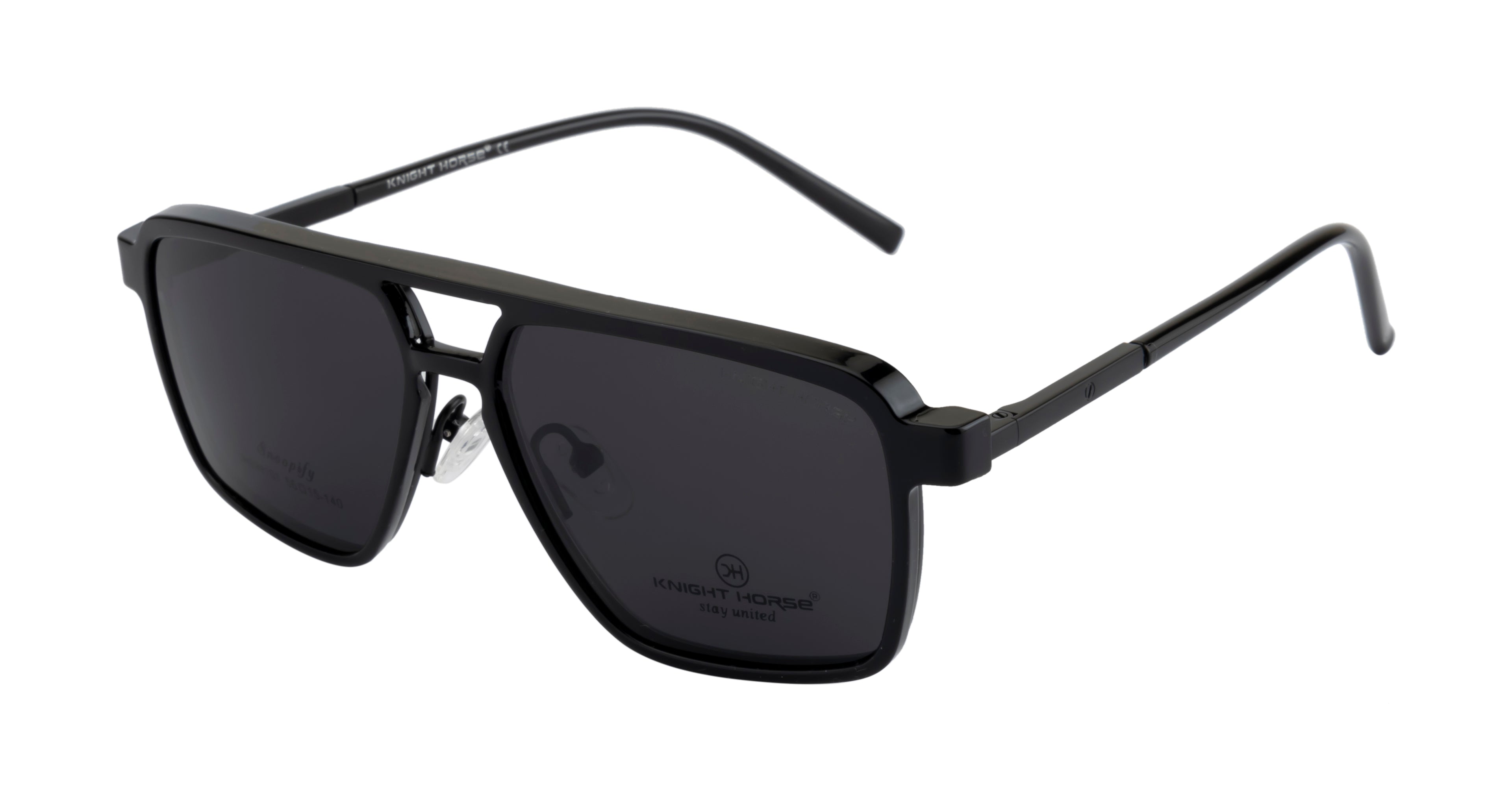 Double Bar Eyewear - Geometric| Metal Frame with 1 Polarized Clip-On