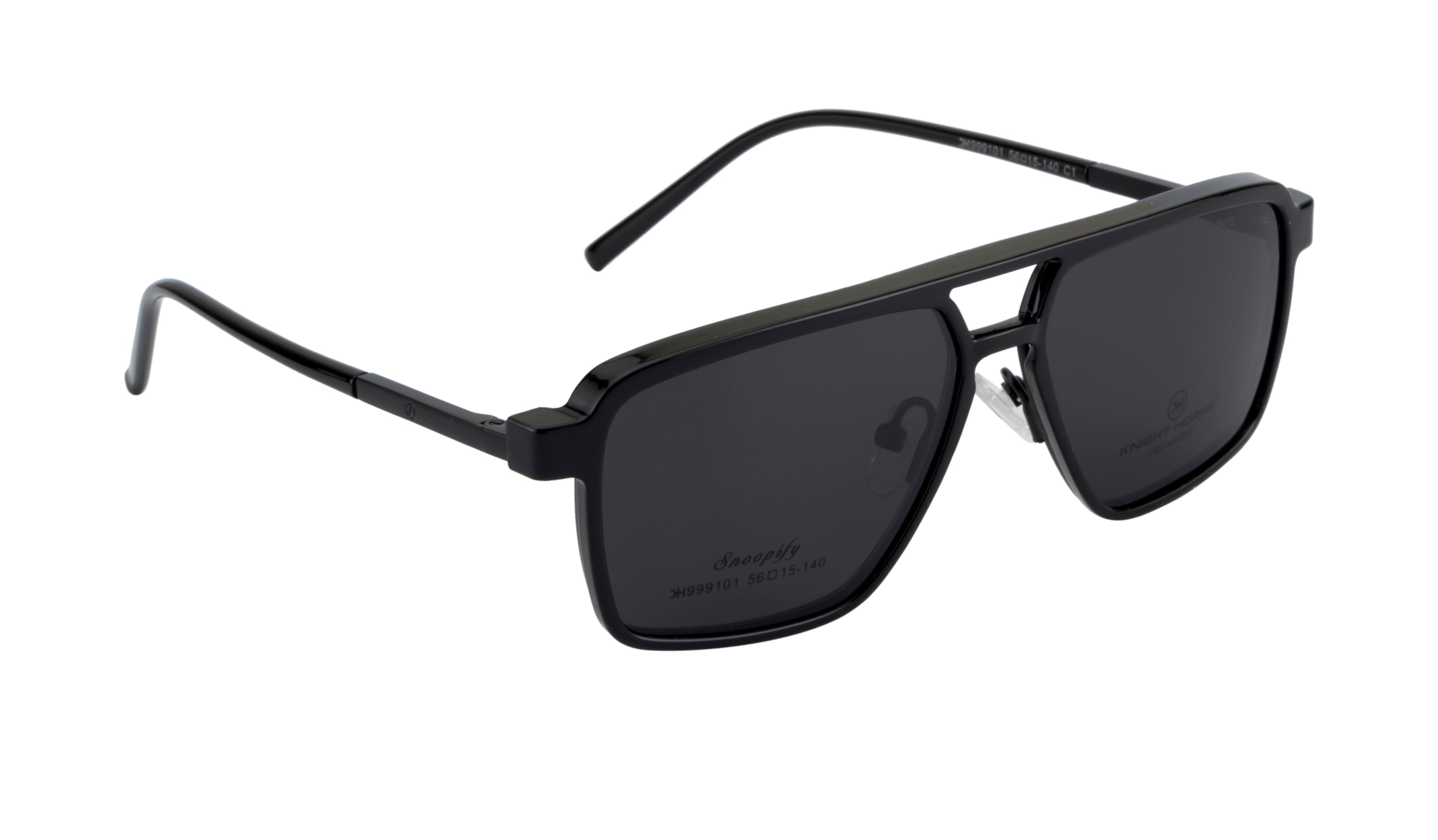Double Bar Eyewear - Geometric| Metal Frame with 1 Polarized Clip-On