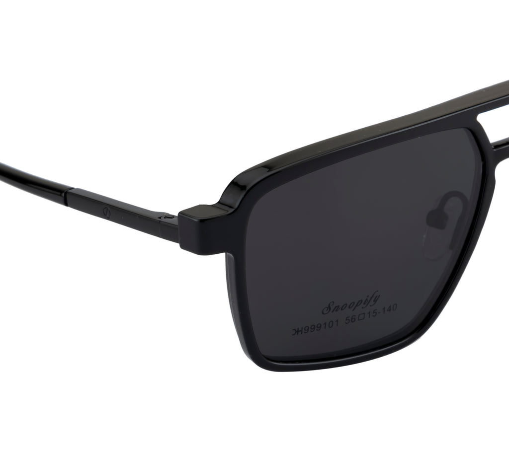 Double Bar Eyewear - Geometric| Metal Frame with 1 Polarized Clip-On