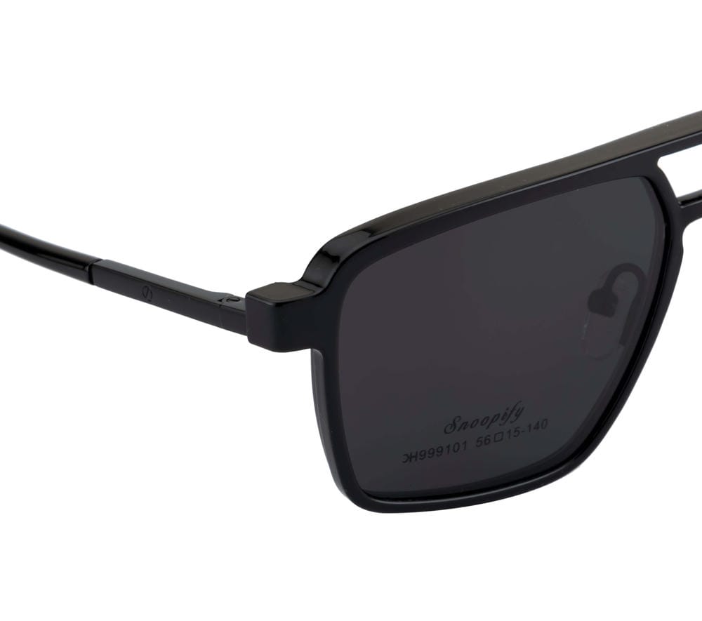 Double Bar Eyewear - Geometric| Metal Frame with 1 Polarized Clip-On