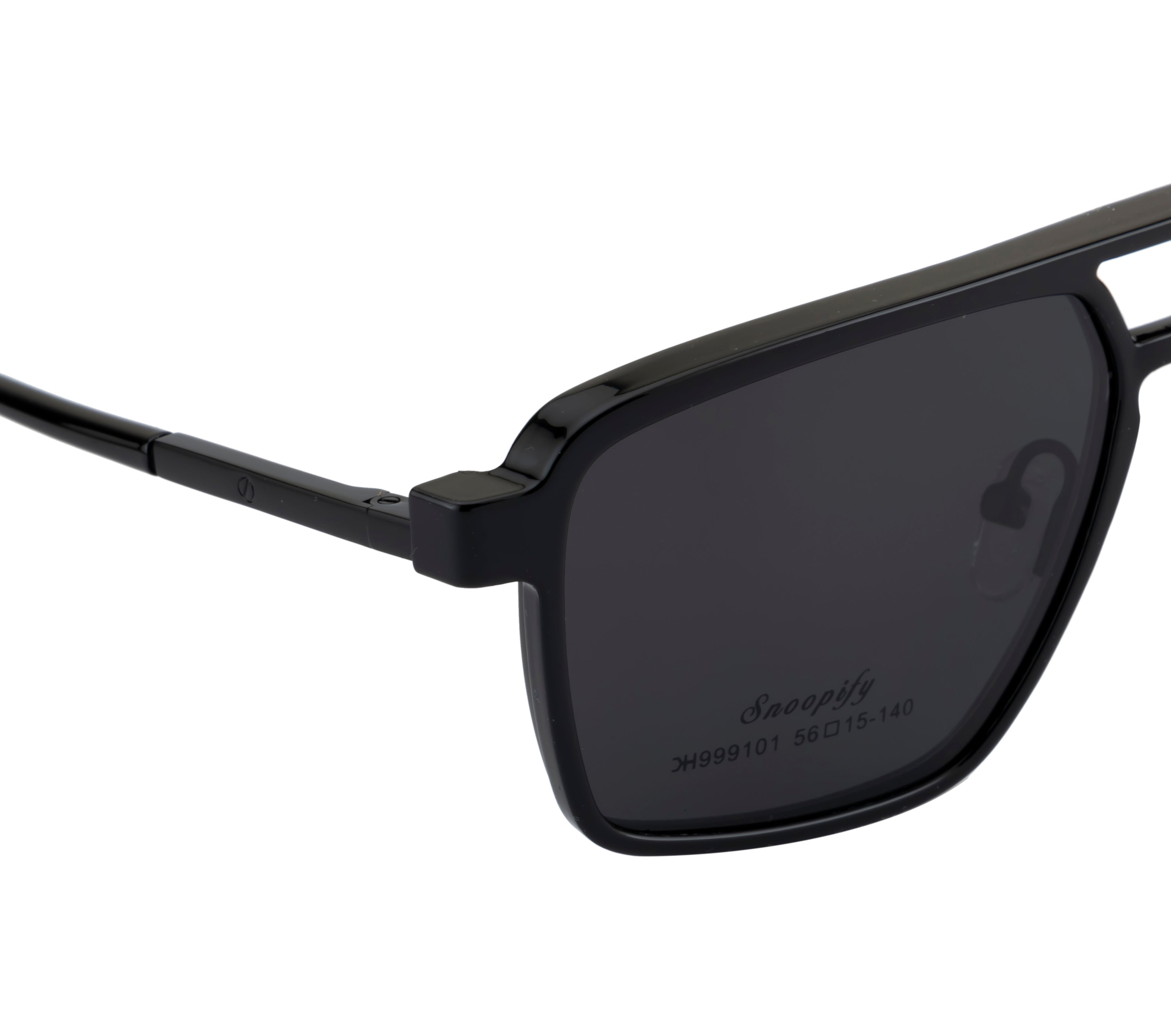 Double Bar Eyewear - Geometric| Metal Frame with 1 Polarized Clip-On