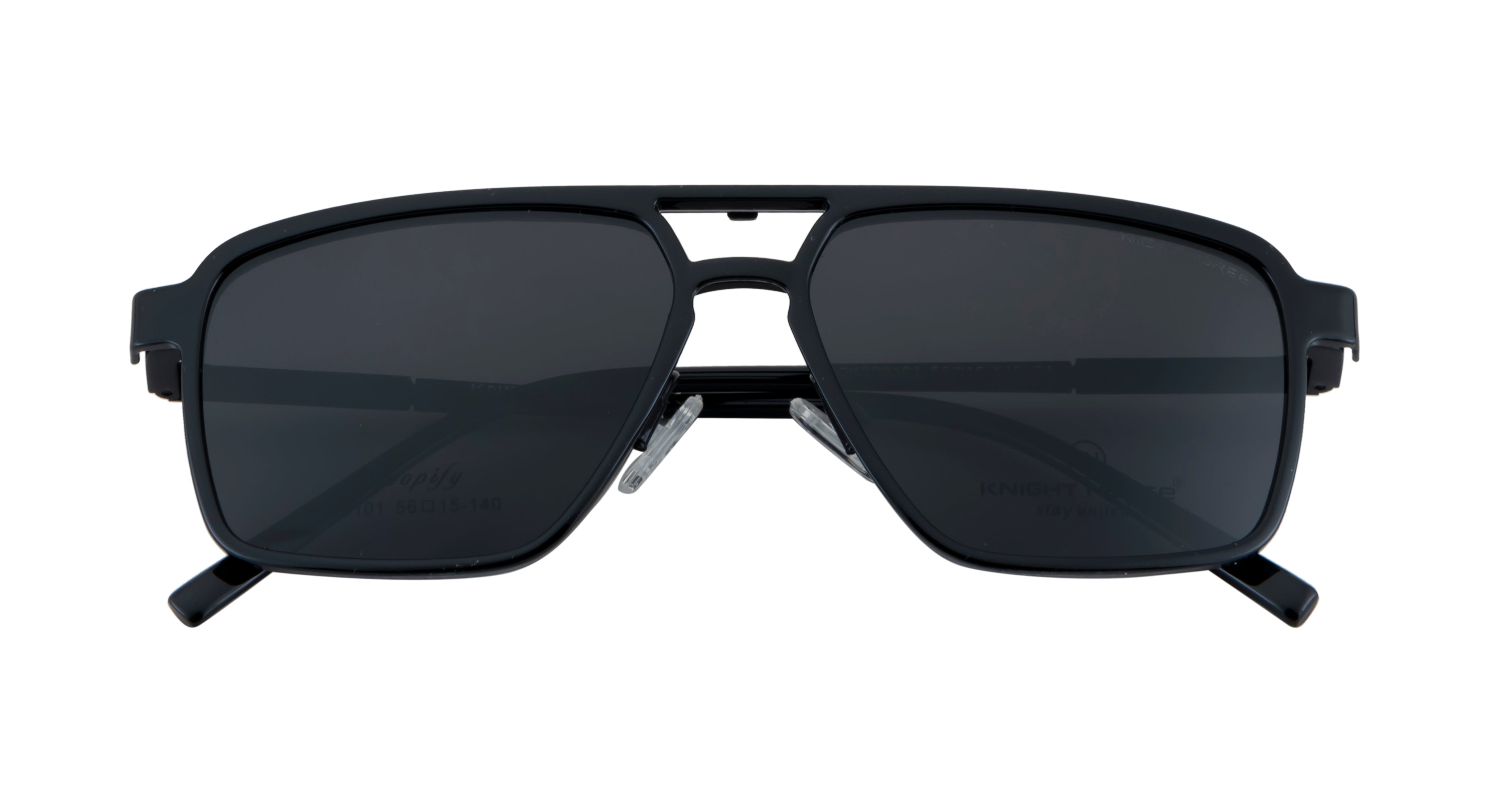 Double Bar Eyewear - Geometric| Metal Frame with 1 Polarized Clip-On