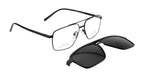 Double Bar Eyewear - Geometric| Metal Frame with 1 Polarized Clip-On