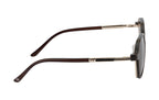 Gold & Brown Hexa-Shaped Eyewear with Polarized Clip-On