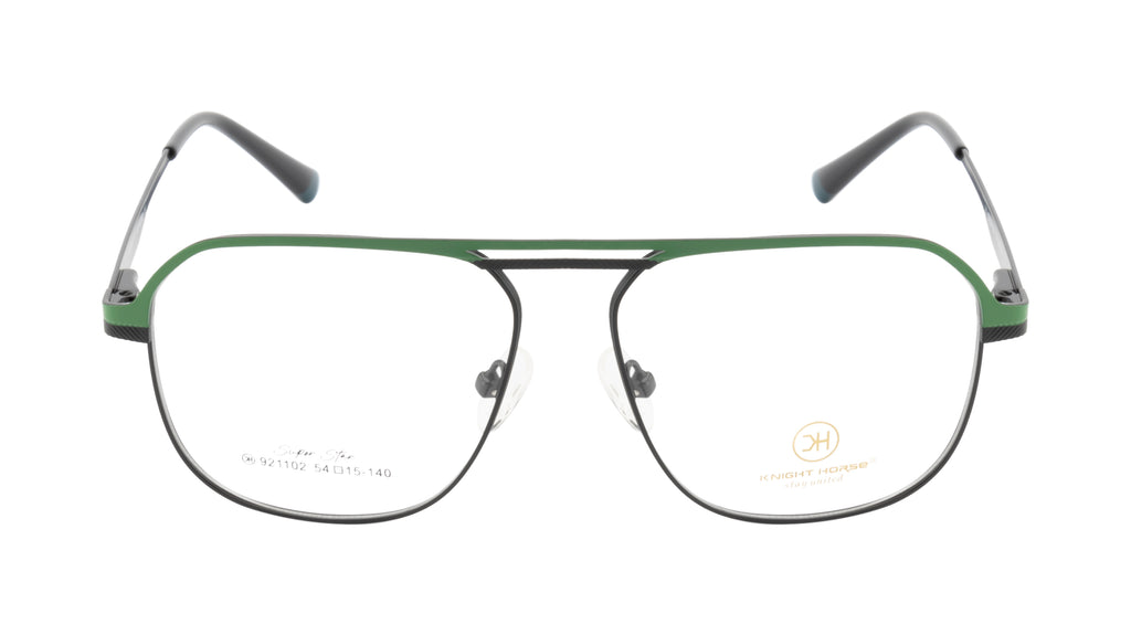 Stylish Metal Eyewear Frames | Green & Black Color | Full Rim | Double Bar