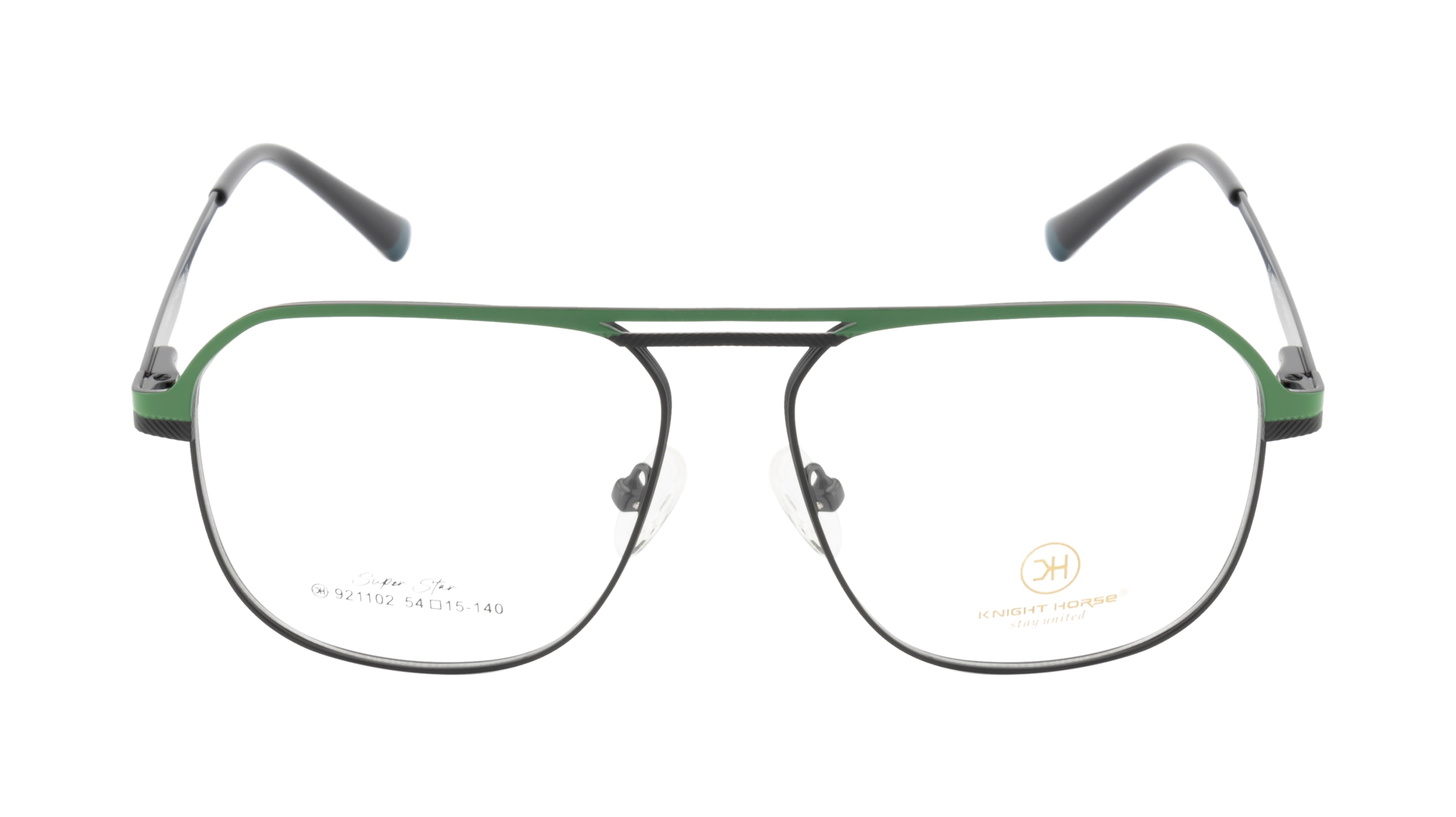 Stylish Metal Eyewear Frames | Green & Black Color | Full Rim | Double Bar