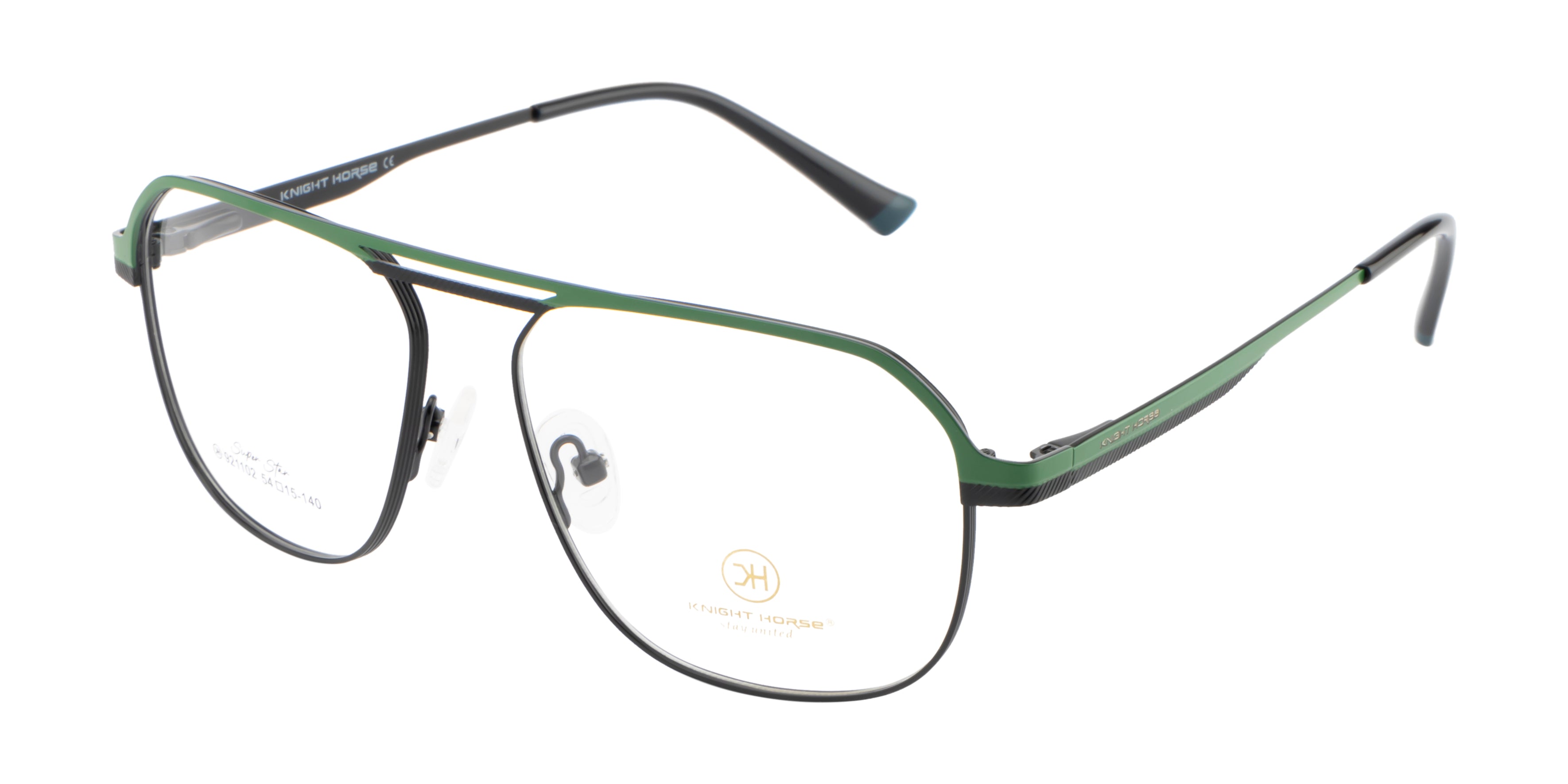 Stylish Metal Eyewear Frames | Green & Black Color | Full Rim | Double Bar